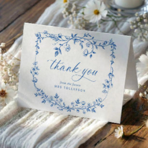 Cartão De Agradecimento Casamento Noivado Toile Francês Vintage