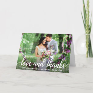 Cartão De Agradecimento Casamento Obrigado Amor e Obrigados Foto Dobrada