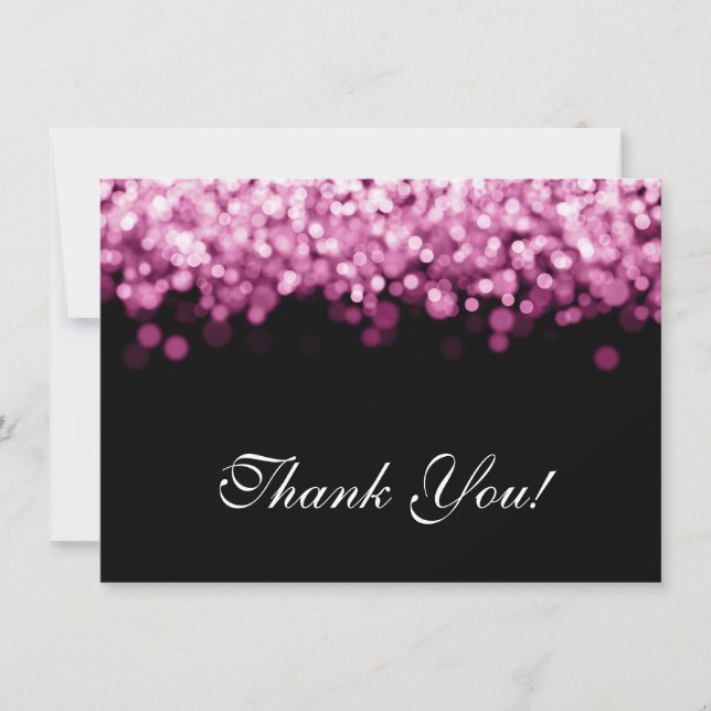 Cartão De Agradecimento Casamento Obrigado Anote Luzes Rosa (Frente)