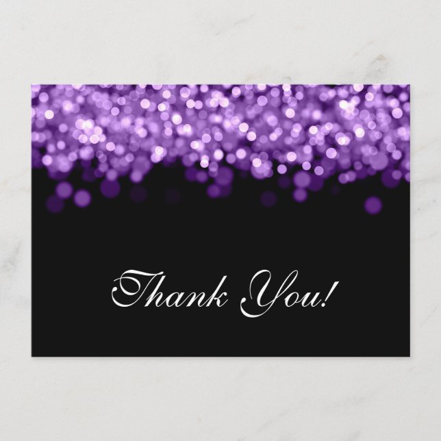 Cartão De Agradecimento Casamento Obrigado Anote Luzes Roxas (Frente)