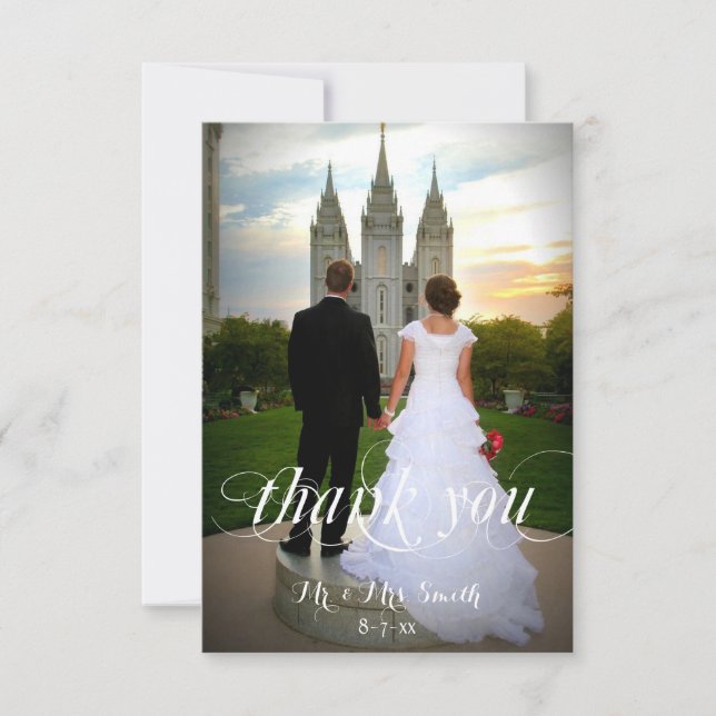 Cartão De Agradecimento Casamento Obrigado Cartões, Foto Personalizada (Frente)