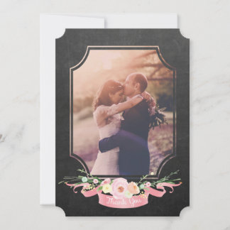 Cartão De Agradecimento Casamento Obrigado Chalkboard Floral