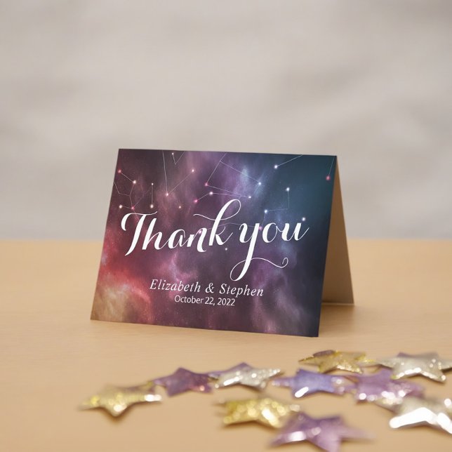 Cartão De Agradecimento Casamento Obrigado Constelação Galaxy Star Nebula (Criador carregado)