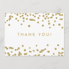 Cartão De Agradecimento Casamento Obrigado Dourado Faux Glitter Confetti W