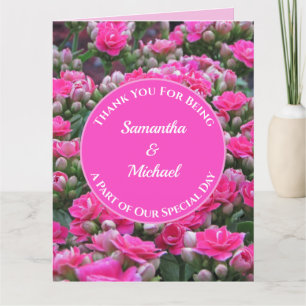 Cartão De Agradecimento Casamento Obrigado Flores Rosa Apreciação Convidad