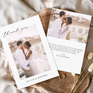 Cartão De Agradecimento Casamento Obrigado Foto Minimalista Romântica