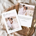 Cartão De Agradecimento Casamento Obrigado Foto Minimalista Romântica<br><div class="desc">Nado Obrigado Cartões que têm uma foto na frente e atrás. Os cartões de agradecimento contêm uma tipografia cursiva moderna,  escrita com letra de mão,  que é elegante,  simples e moderna para usar depois de você celebrar o dia de casamento simples e minimalista.</div>