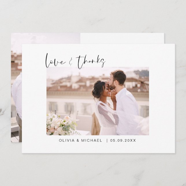 Cartão De Agradecimento Casamento Obrigado Foto Minimalista Simples (Frente/Verso)