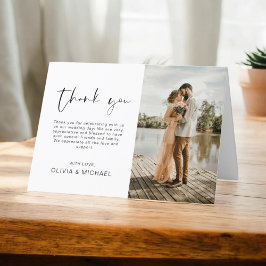 Cartão De Agradecimento Casamento Obrigado Foto Minimalista Simples