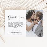 Cartão De Agradecimento Casamento Obrigado Foto Minimalista Simples<br><div class="desc">Nado Obrigado Cartões que têm uma foto na frente e atrás. Os cartões de agradecimento contêm uma tipografia cursiva moderna,  escrita com letra de mão,  que é elegante,  simples e moderna para usar após a celebração do dia do casamento.</div>