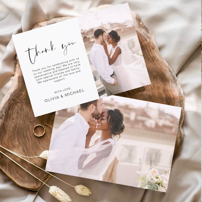 Cartão De Agradecimento Casamento Obrigado Foto Minimalista Simples (Criador carregado)