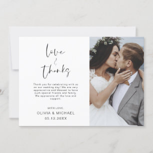 Cartão De Agradecimento Casamento Obrigado Foto Simples Elegante