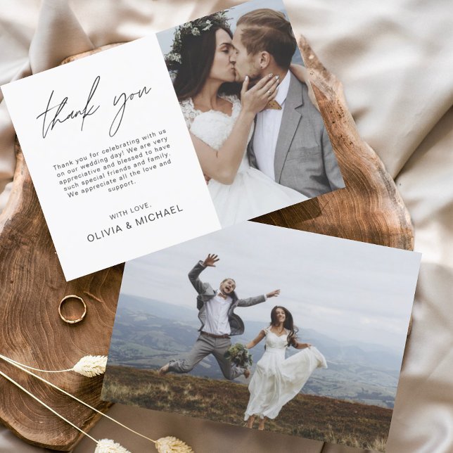 Cartão De Agradecimento Casamento Obrigado Foto Simples Elegante Moderno (Criador carregado)