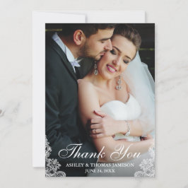 Cartão De Agradecimento Casamento Obrigado Lace Trim Foto