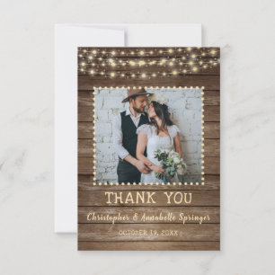 Cartão De Agradecimento Casamento Obrigado Luzes Rásticas De Corda De Mad