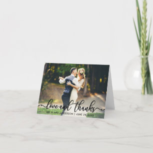 Cartão De Agradecimento Casamento Obrigado Nota Fotográfica sobre Obriga