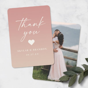 Cartão De Agradecimento Casamento Ombre Rosa Poeira e Champagne