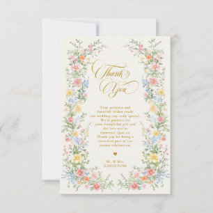Cartão De Agradecimento Casamento Ornate Soft Pastel Jardim de Primavera D