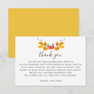 Cartão De Agradecimento Casamento outono de lenha aquática. outono Botânic