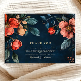 Cartão De Agradecimento Casamento outono Floral Gótico