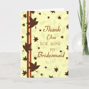 Cartão De Agradecimento casamento outono Obrigado Bridesmaid Card