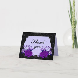 Cartão De Agradecimento Casamento outono Roxo Rosa Floral Spiderweb