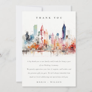 Cartão De Agradecimento Casamento Paisagem Aquarela Chicago Illinois