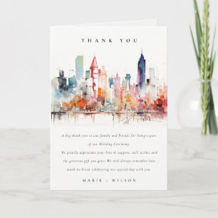 Cartão De Agradecimento Casamento Paisagem Aquarela Chicago Illinois