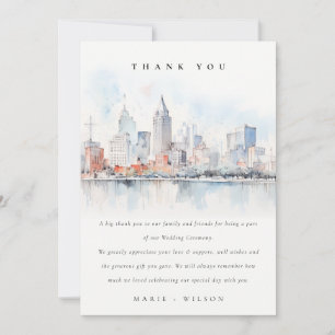 Cartão De Agradecimento Casamento Paisagem Aquarela Detroit Michigan