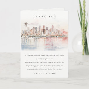 Cartão De Agradecimento Casamento Paisagem Aquarela em Seattle, Washington