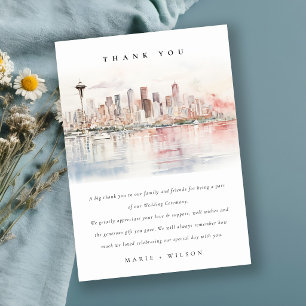 Cartão De Agradecimento Casamento Paisagem Aquarela em Seattle, Washington