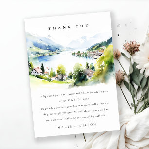 Cartão De Agradecimento Casamento Paisagem Aquarela Lungern Suíça