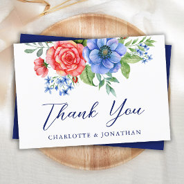 Cartão De Agradecimento Casamento Patriótico 4 de julho Azul Branco Vermel