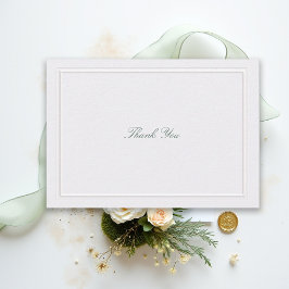 Cartão De Agradecimento Casamento Pérola Quadro Verde Clássico Formal Eleg