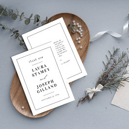 Cartão De Agradecimento Casamento Personalizado Clássico Preto e Branco