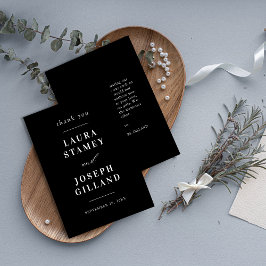 Cartão De Agradecimento Casamento Personalizado Clássico Preto e Branco