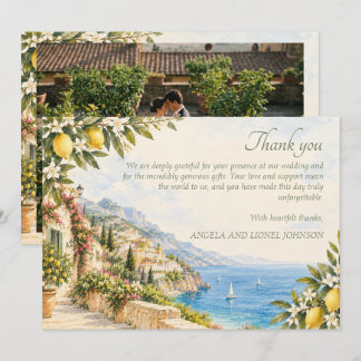 Cartão De Agradecimento Casamento Personalizado com Foto na Costa Amalfita