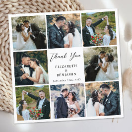 Cartão De Agradecimento Casamento Personalizado da Colagem de Fotos Simple