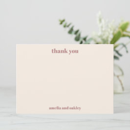 Cartão De Agradecimento Casamento Personalizado Da Rosa De Boho Minimalist