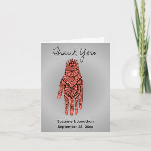 Cartão De Agradecimento Casamento Personalizado Da Tatuagem De Mão Mehndi