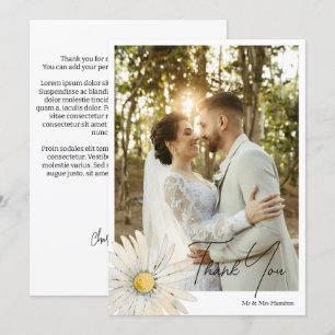Cartão De Agradecimento Casamento Personalizado Daisy Flower Com Mensagem