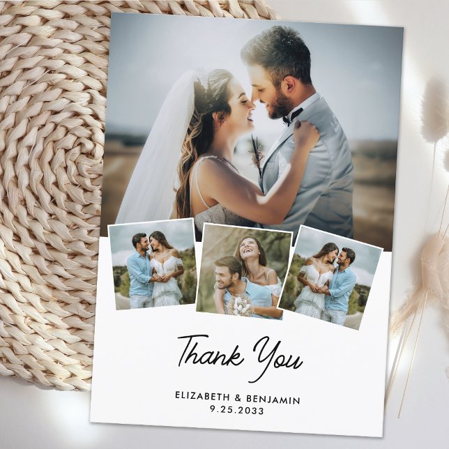 Cartão De Agradecimento Casamento Personalizado de Colagem de Fotos do Cas (Criador carregado)