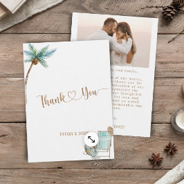 Cartão De Agradecimento Casamento Personalizado de Foto em Praia Simples E