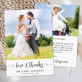 Cartão De Agradecimento Casamento Personalizado de Foto Simples do Chic 2 