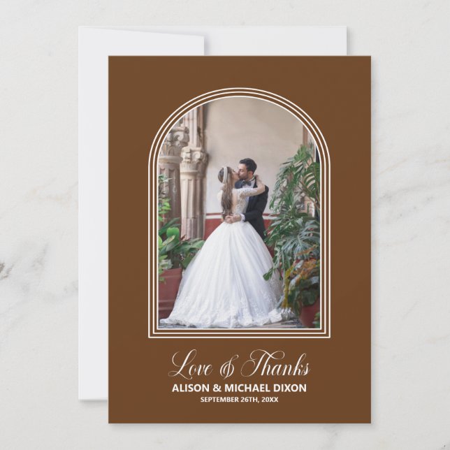 Cartão De Agradecimento Casamento Personalizado De Fotografias Terracotta (Frente)