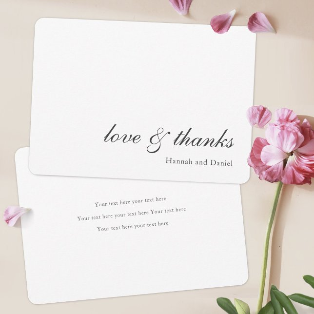 Cartão De Agradecimento Casamento Personalizado de Script Elegante Simples (Criador carregado)