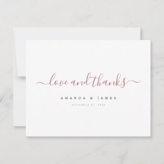 Cartão De Agradecimento Casamento Personalizado de Script Moderno Elegante