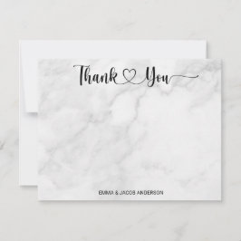 Cartão De Agradecimento Casamento Personalizado de Script Preto de Ângulo