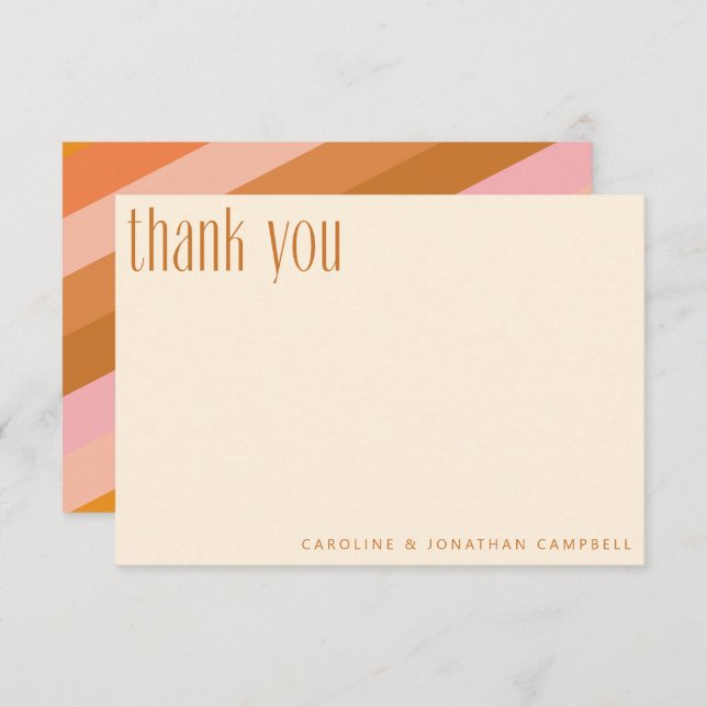 Cartão De Agradecimento Casamento Personalizado De Terracotta Cor-De-Rosa  (Frente/Verso)