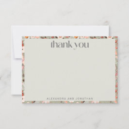 Cartão De Agradecimento Casamento Personalizado Do Boho Floral Verde Da Sa